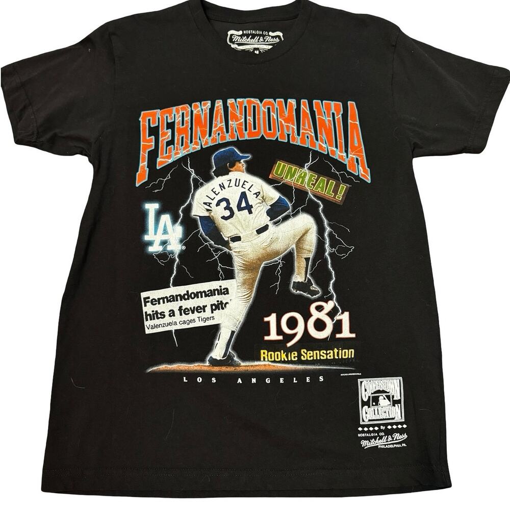 Fernando Valenzuela Los Angeles Dodgers Black Fernandomania T-Shirt Size: M